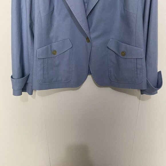 Talbots Blazer Women’s Blue Cotton Linen Blend Button Lined Jacket - Picture 4 of 8